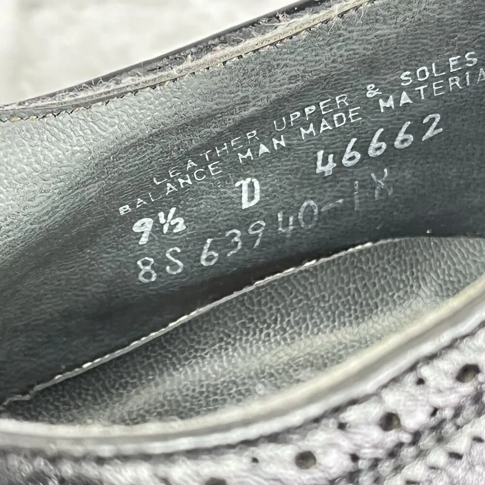 Hanover Vintage Sheppard LB Signatures Black Pebble Leather Wingtip Oxfords 9.5